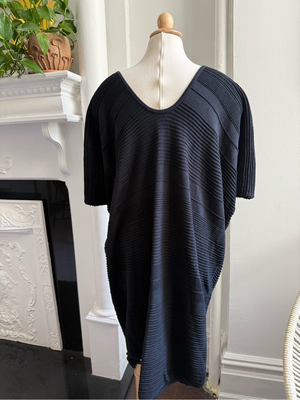 Zero + Maria Cornejo Black Asymmetrical Ribbed Knit Dress